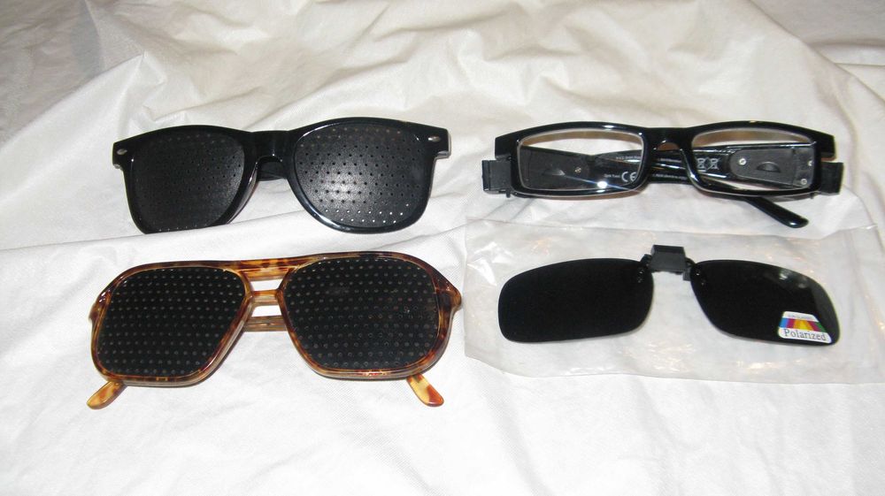 Ochelari medicali pinhole stenopici, polarizare cu clips, cu leduri