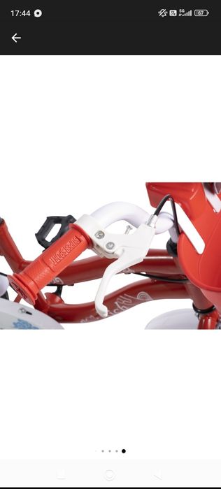 Bicicleta Copii 2-4 ani Rich Baby R1208A, Roti 12 Inch, C-Brake, Roti Ajutatoare cu LED, Rosu/Alb