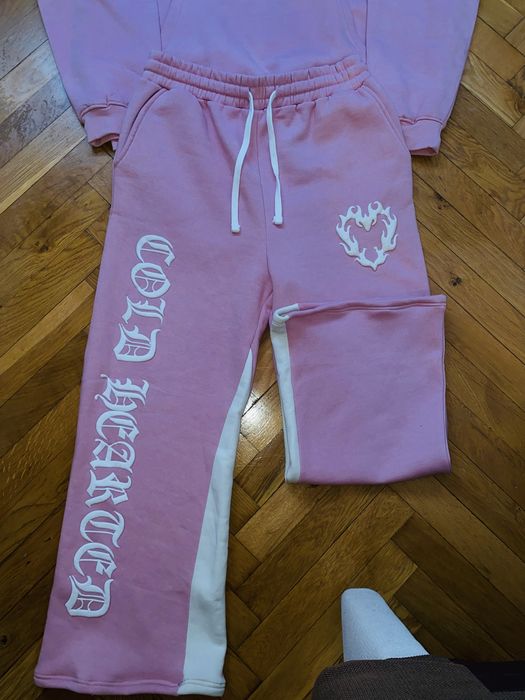 Oversized Cold Hearted Puff Print Gusset Flare Tracksuit - BoohooMAN
