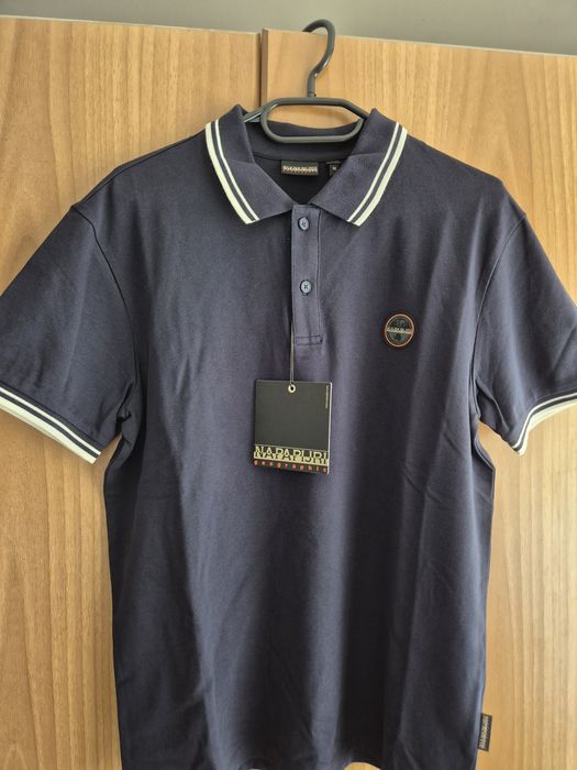 Tricou polo bleumarin Napapijri pentru barbati, marimea M, nou cu eticheta