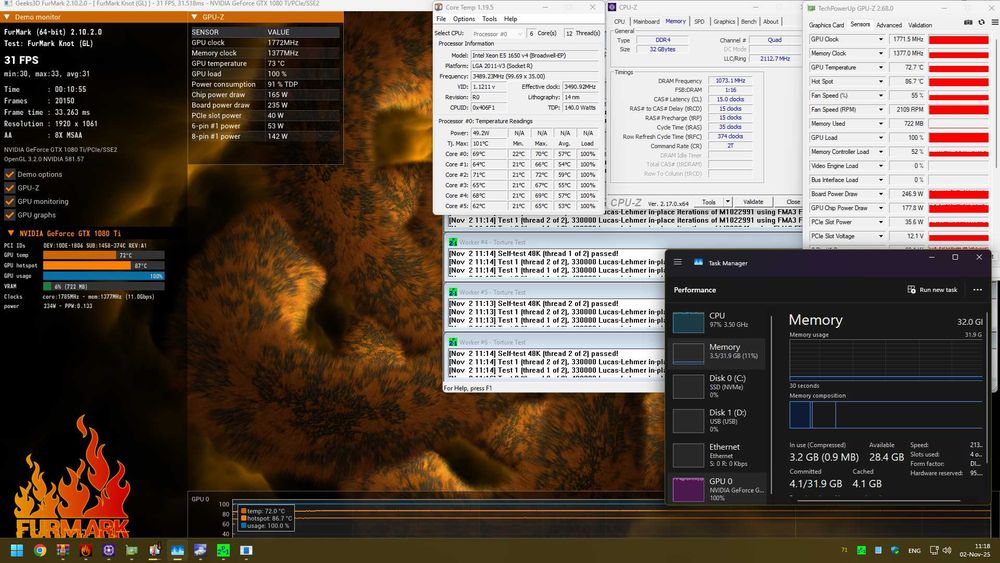 Геймърски Компютър nVidia 1080 Ti, 32GB DDR4, Intel 4Ghz Turbo, m2 ssd