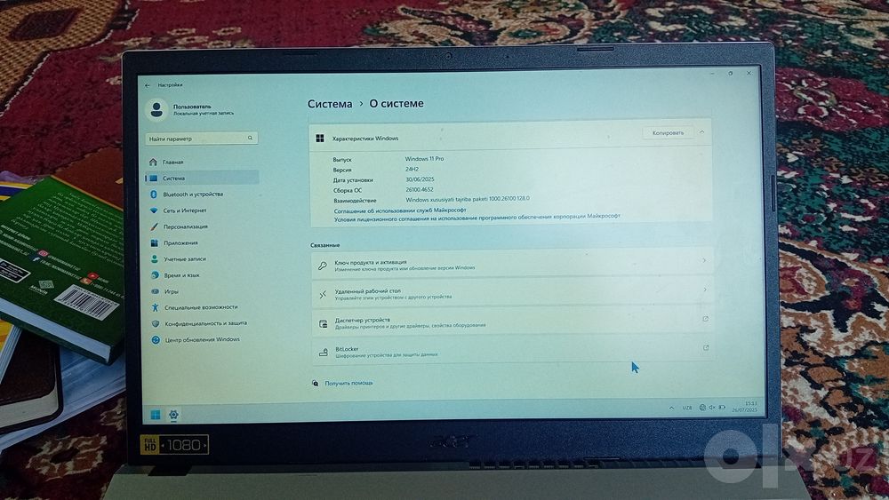ACER AMD Ryzen 7. 5700 U. Xotirasi 512. Operativka 16. Windows 11pro.