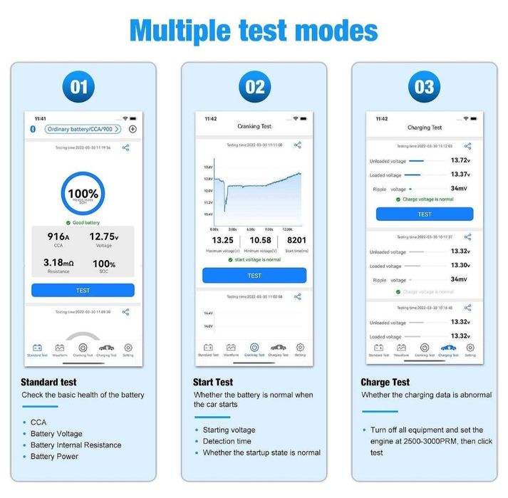 Безжичен тестер за акумулатори, товарна вилка.