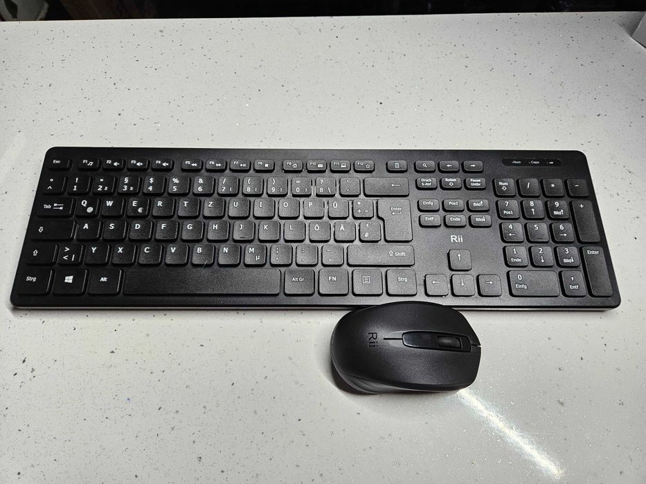 Set tastatura si mouse wireless, Rii, Negru, QWERTZ, Livrare Gratuita