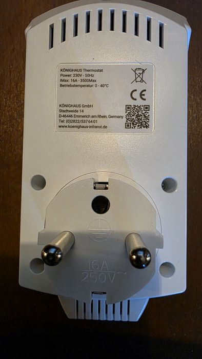 Termostat digital de priză Könighaus, 16 A, 3500 W max