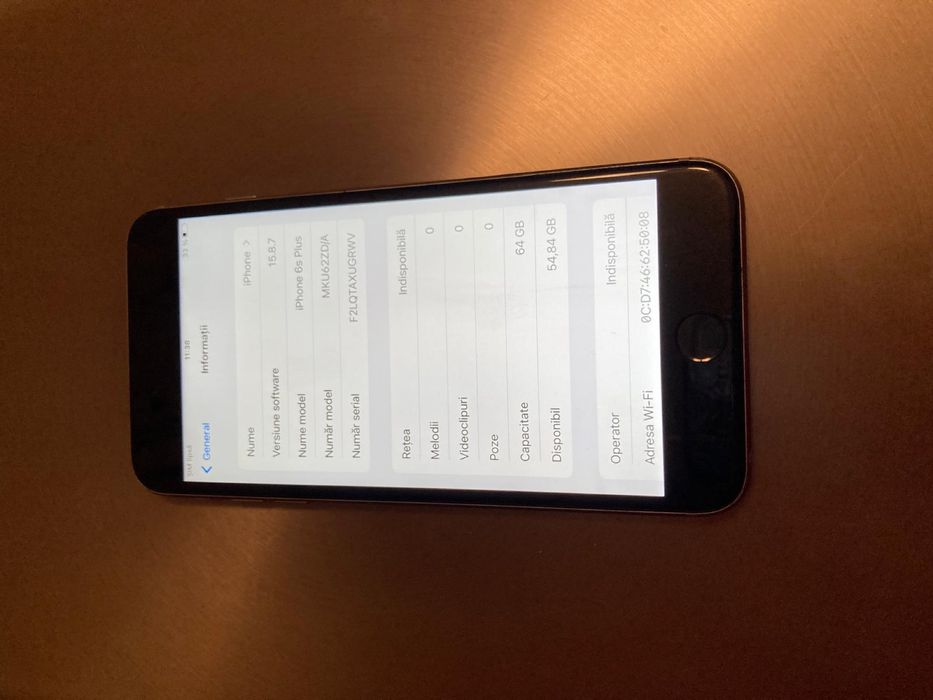 Iphone.6s plus impecabil . Iphone 6s + baterie 86%.