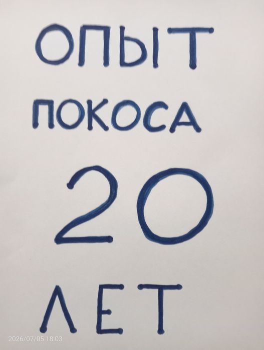 Покос травы бензотриммером