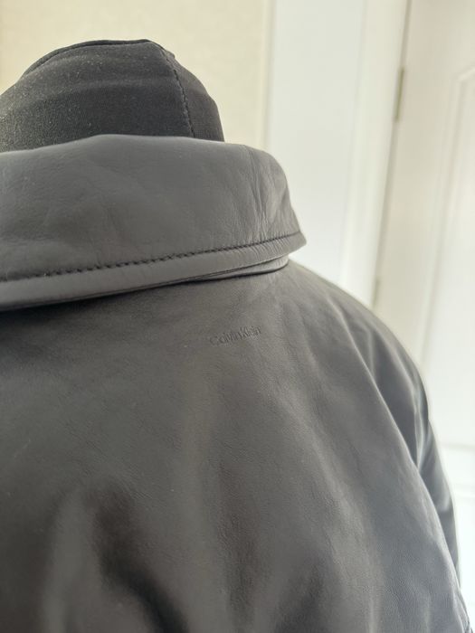 Calvin Klein Studio Leather Nylon Puffer Jacket - Style 40EM674