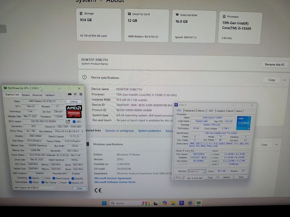 Desktop i5 13500, rx 6700xt, m.2 1tb, 16gb ddr5