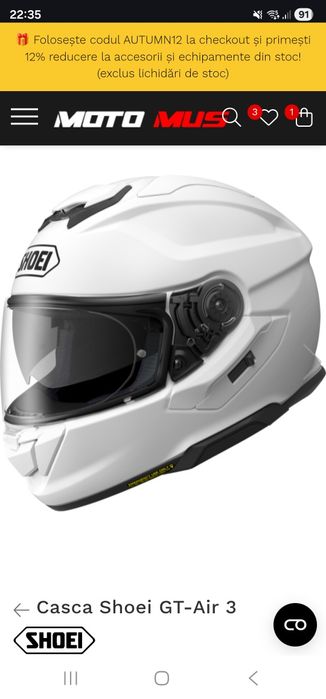 Shoei GT Air 3, marimea L, noua, cu casti JBL si suport Cardo !!!