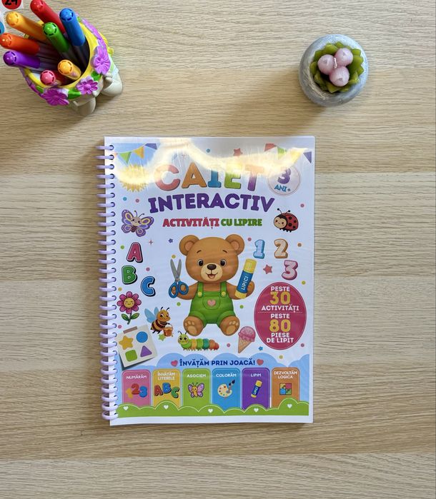 Caiet Activitati Copii Interactiv cu piese de lipit 3 ani+ (Volumul 2)