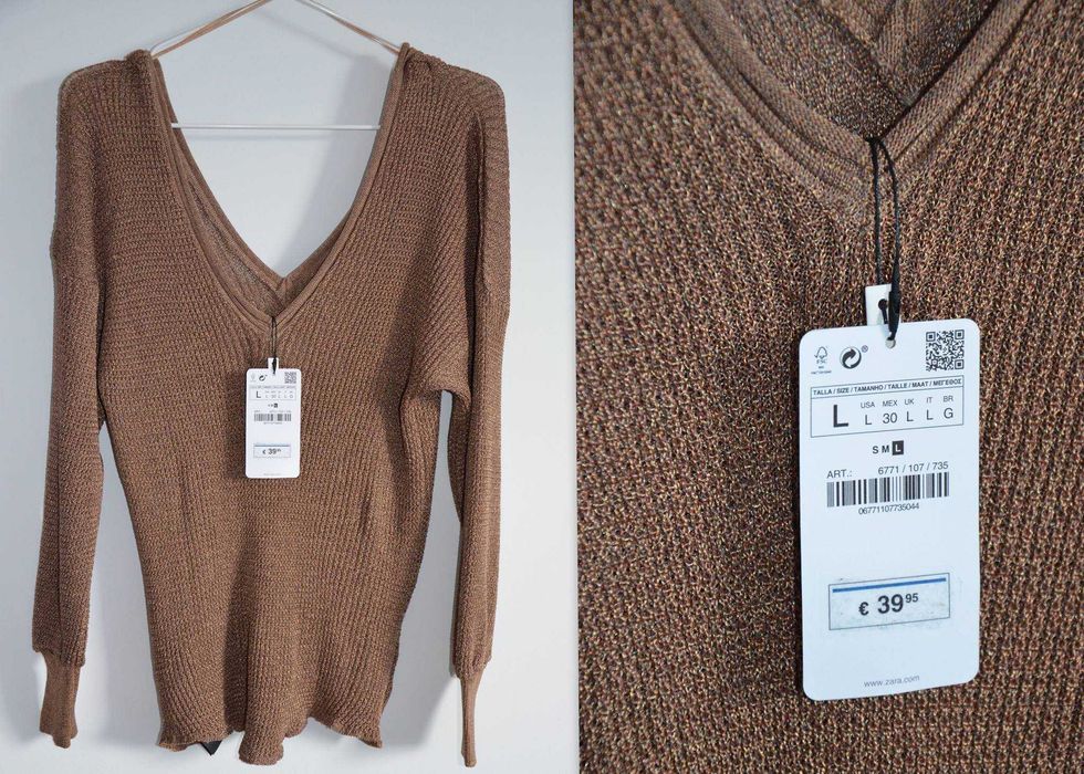 Bluza / Pulover ZARA cu decolteu în V dublu