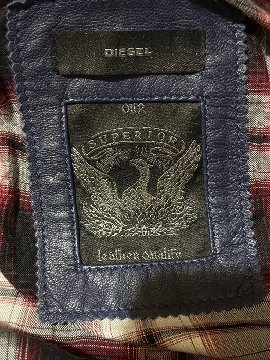 Кожаная куртка синяя