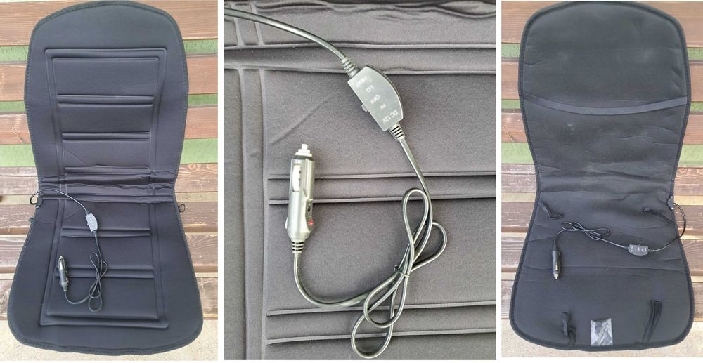 Husă Scaun Auto cu Încălzire 12V, Telecomandă pe fir – NOUĂ / Neutilizată