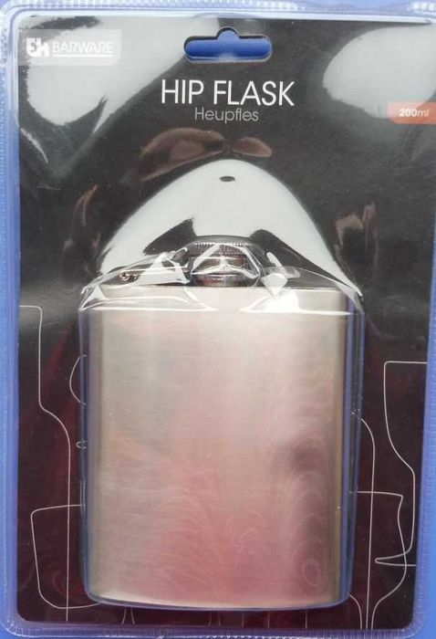 Бутилка / фласка / HIP FLASK за алкохол, плоска, джобна,  стоманена 6€