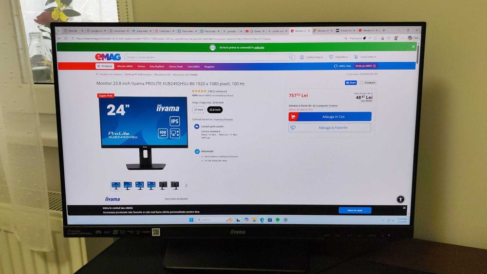 Monitor IIyama ProLite 23.8 inch FHD IPS 100 Hz