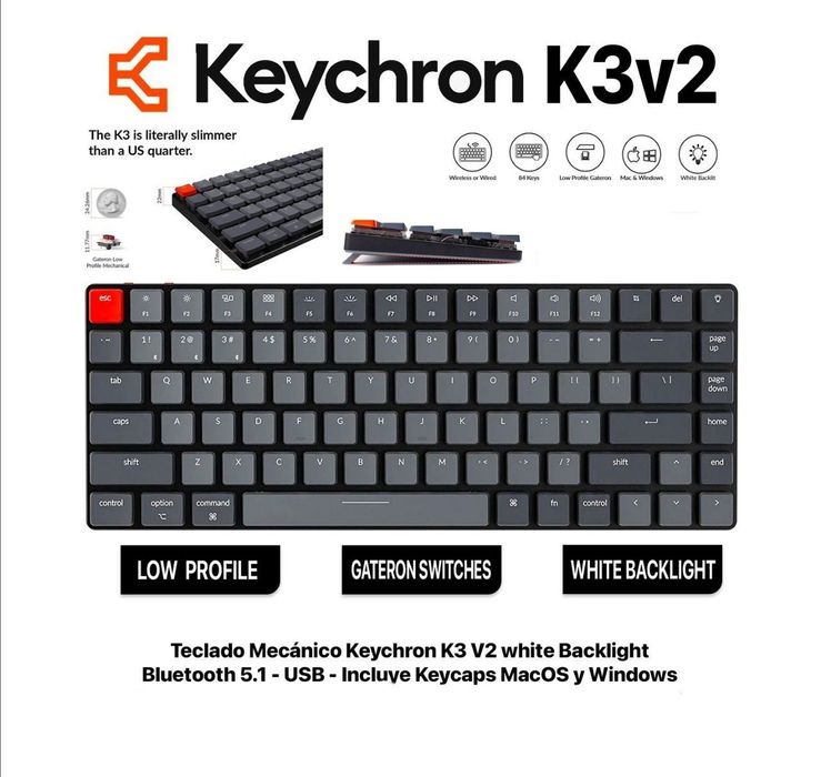 Keychron K3 V2 RU/ENG! с подсветкой Механическая Клавиатура