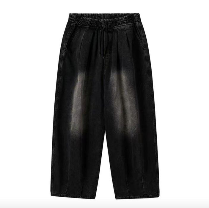 Широкие чёрные джинсы с потертостями, унисекс, XXL