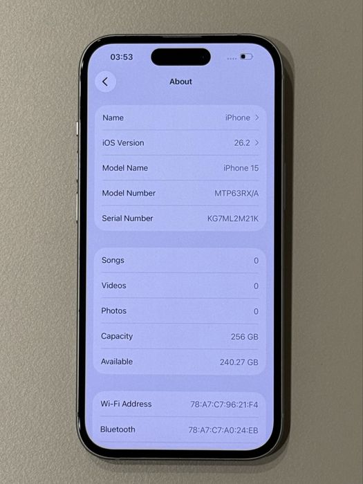 iPhone 15 Blue 256GB 94% battery