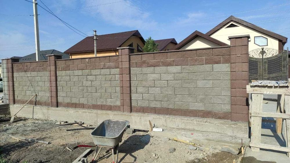 Заборный блок. Сплитерный блок. Пескоблок. Колонны забора. Атырау.