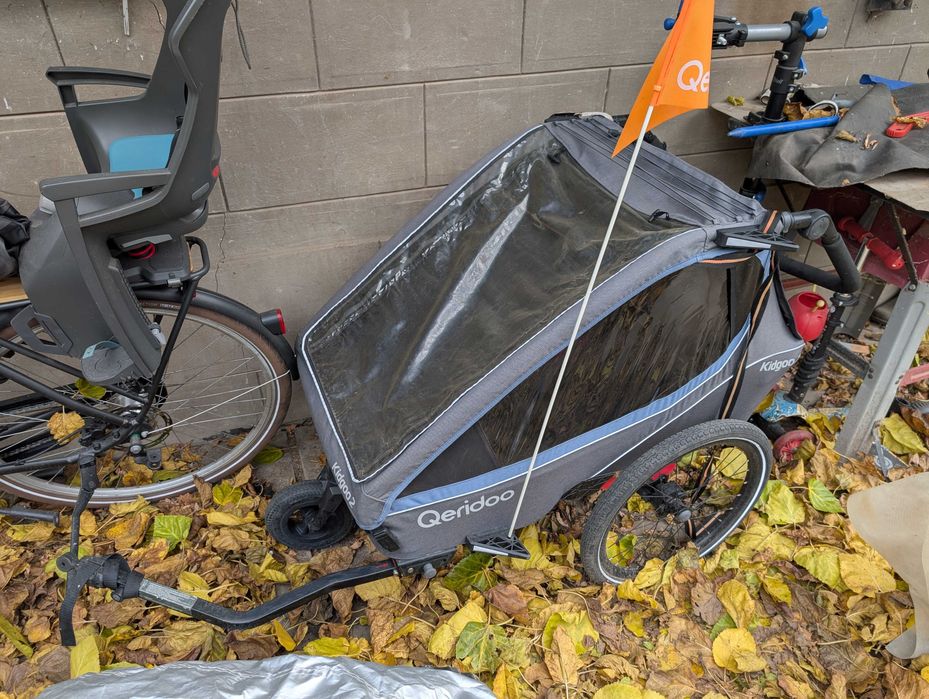 Remorcă bicicletă copii Qeridoo Kidgoo 2 gri