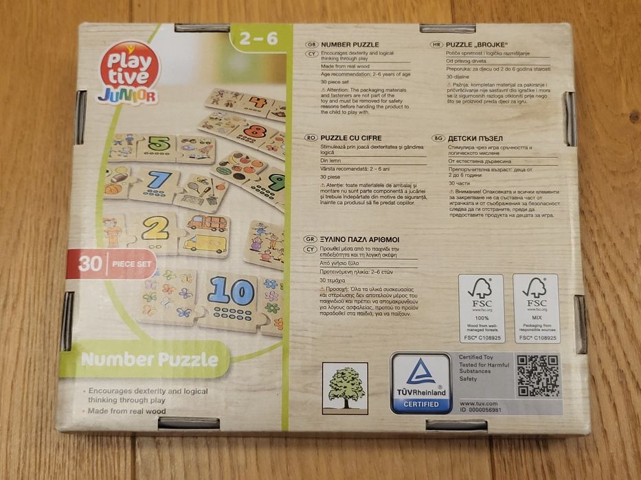 Puzzle lemn - invatam numerele  +  Domino lemn  - Playtive Junior