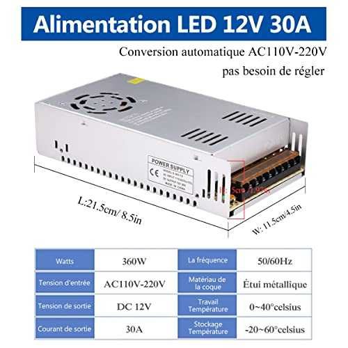 Захранване 12V 30A 360W AC/DC SMPS адаптер