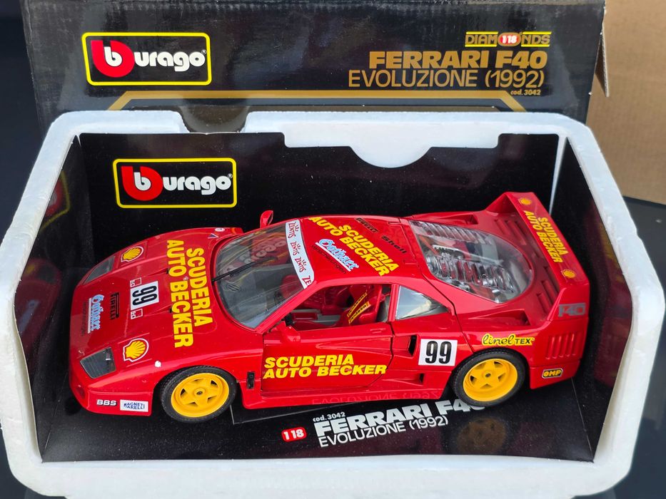 Macheta Auto 1/18 Burago Ferrari F40 Evoluzione 1992 Auto Becker