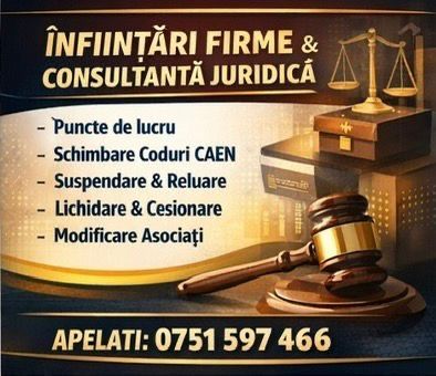 Modificare Acte Firma SRL/ infiintare /inchidere-radiere-lichidare-dizolvare societate - firma - srl modificare sediu social capital denumire cod caen