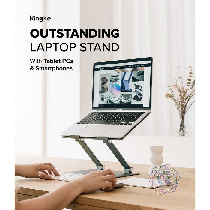 Stand universal laptop si telefon Ringke Outstanding Gri inchis