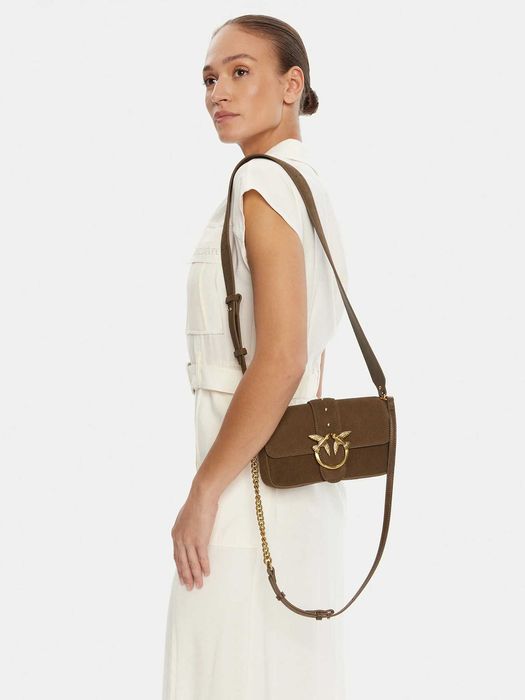 Оригинална велурена чанта Pinko в кафяво 104340 A2CC