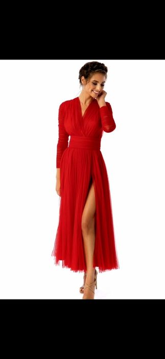 Rochie Ana Radu - V-neck long-sleeve midi dress | Marime S
