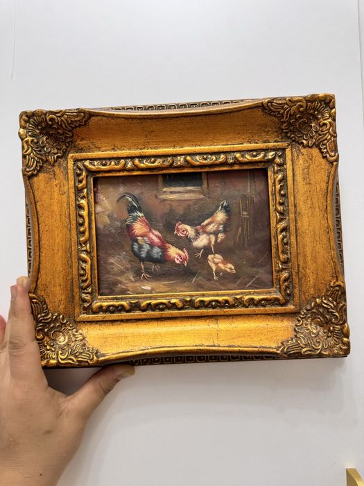 Антикварная миниатюра: Масло на дереве (Европа)