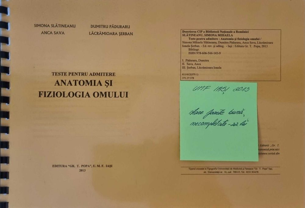 Carti admitere Medicina Bucuresti Cluj Brasov Iasi 2009-2022