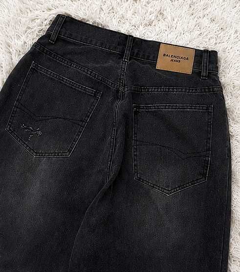 Blugi Balenciaga Negri Wide Leg