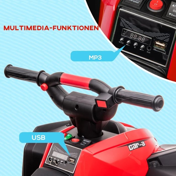 Детско електрическо  ATV ,LED фарове, MP3 плейър, Товароносимост 25 кг