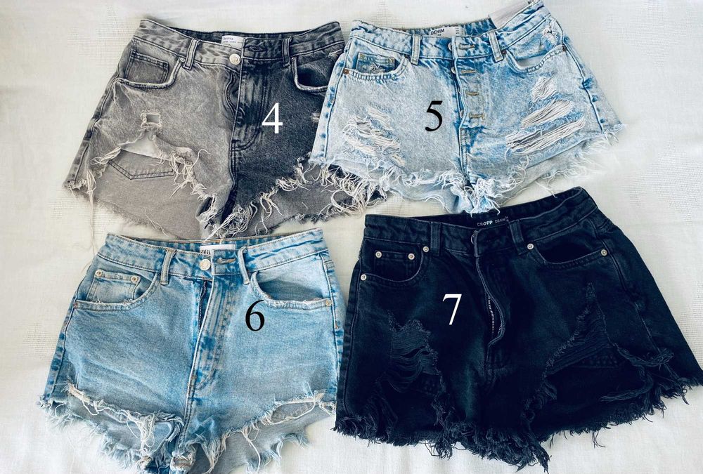 Лот от маркови детски Къси дънки - 8 бр., р-р XS/S, по 8 евро/ бр