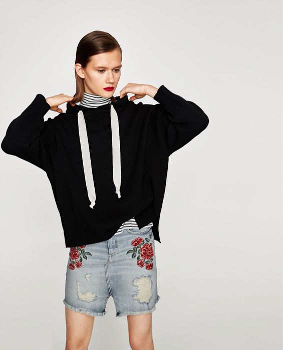 Zara пола с висока талия и бродерия