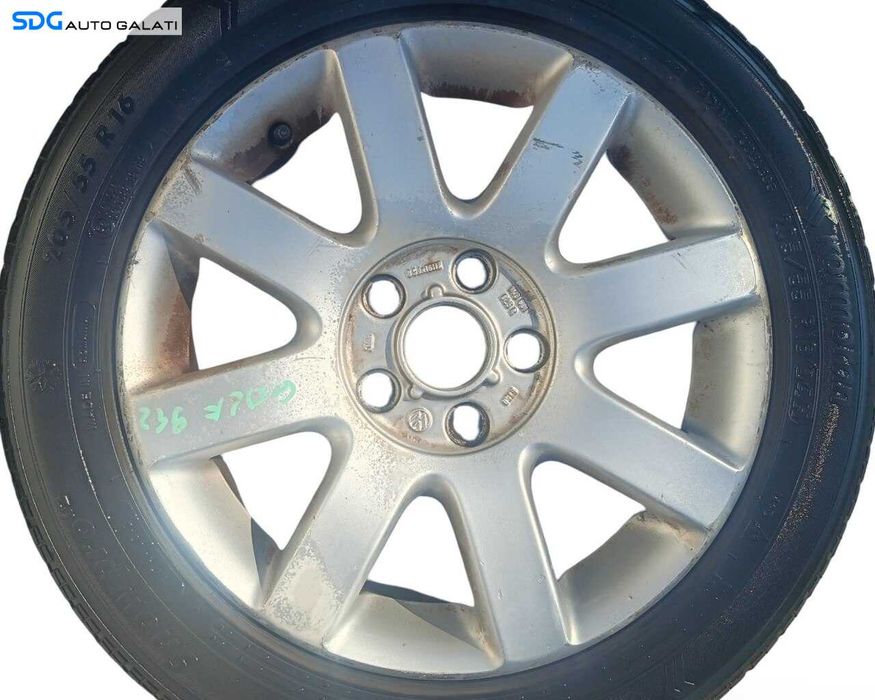 Set 4 Jante Janta Roata Roti Aluminiu 205 55 16 R16 Audi A3 8P 2004 - 2013 (1K0601025R 6.5JX16H2 ET50) [JNT0030]