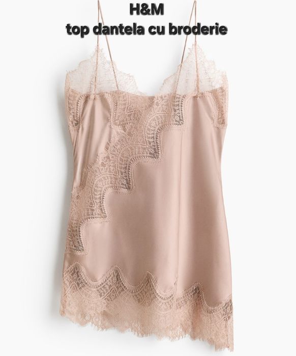 Top cu dantela si broderie H&M