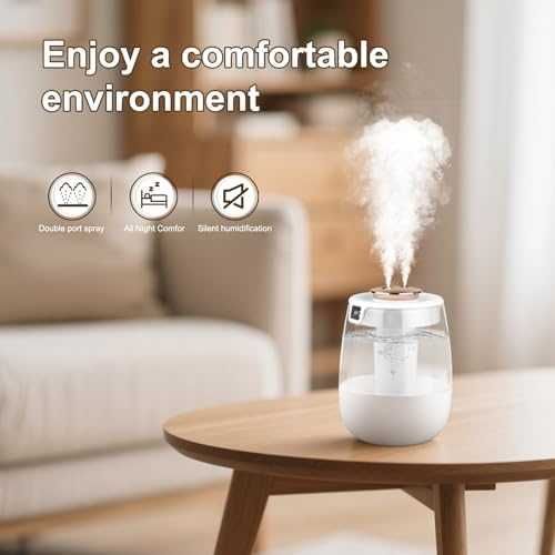 Нов USB овлажнител за въздух спалня 1.8L студена мъгла с 2 дюзи и нощна лампа