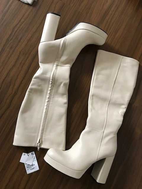 Zara cizme superbe piele naturala platforma toc patrat