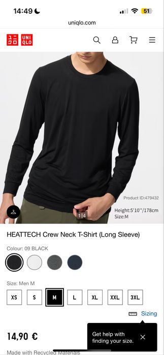 Unilqlo Мъжка блуза тип поло / Turtleneck Long Sleeve T-shirt /