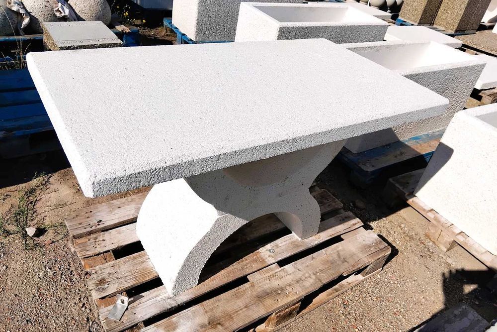 Masa din beton și marmura albă – Zico – 120x66x71 cm