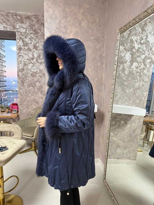 Haina din blana naturala de vulpe cu doua fete