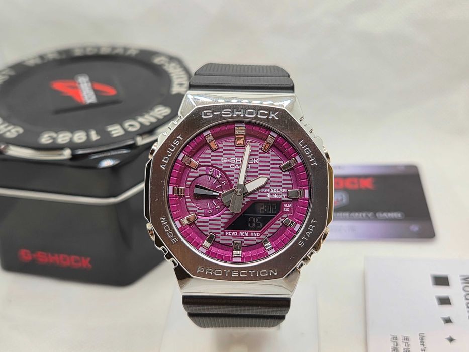 Ceas Sport Barbati Casio g shock GM 2100 Metal Black-PURPLE  Edition .Nou, Garantie 2 ani