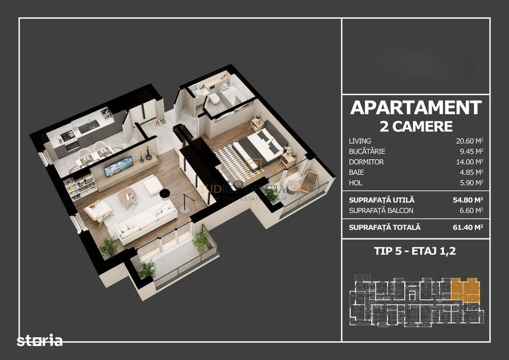 Apartament 2 camere de vanzare in Popesti, zona La Strada Mall, metrou