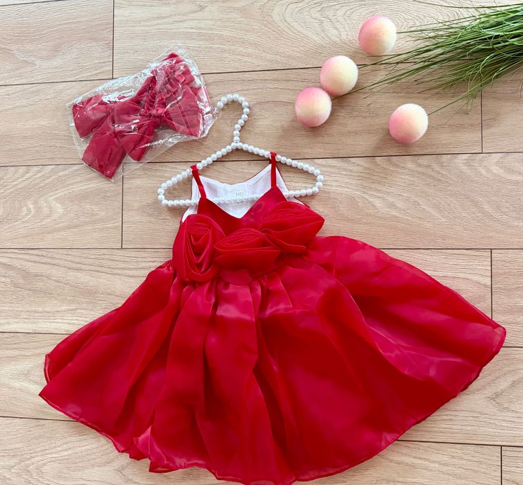 Бебешка червена рокля официална