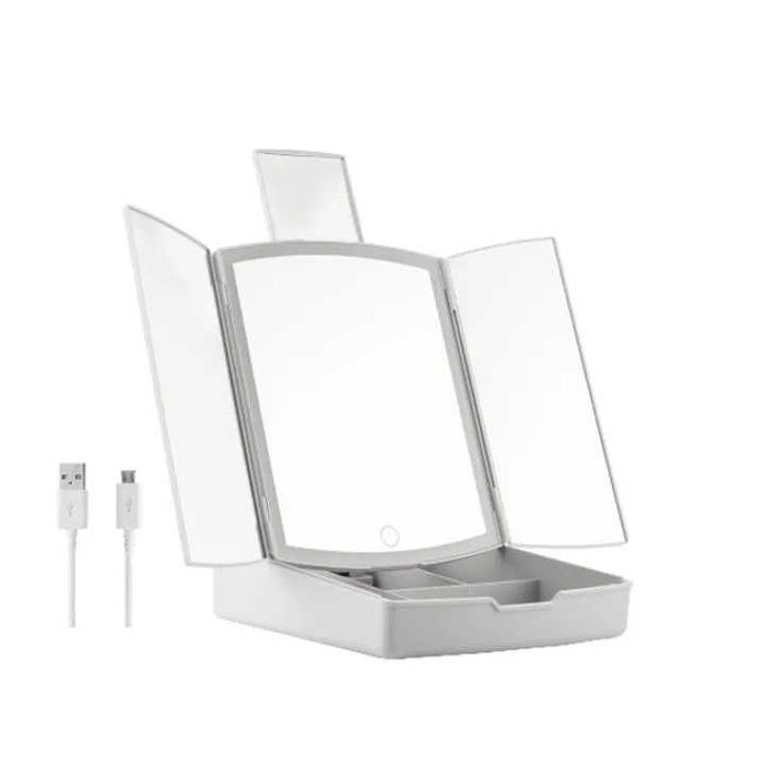 Настолно Сгъваемо Огледало за Гримиране с LED Светлини