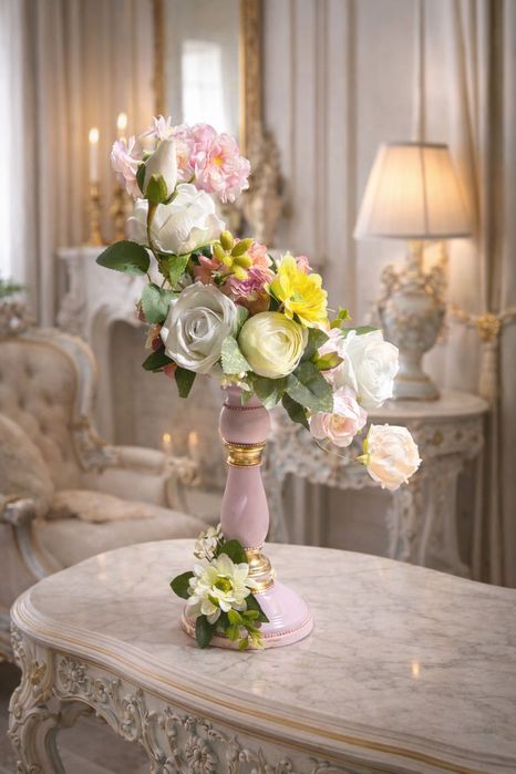 Интериорна композиция от изкуствени цветя